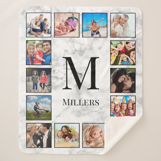 Couverture Sherpa Motif Marbre blanc en pierre (Devant)