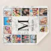 Couverture Sherpa Motif Marbre blanc en pierre (Devant (Horizontal))