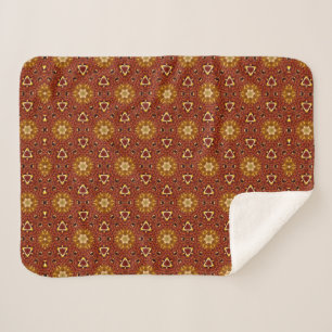 Couverture Sherpa Motif Masala Jaune Brun Épicé