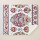 Couverture Sherpa Motif médaillon de paisley floral indien. Ethnique (Devant (Horizontal))