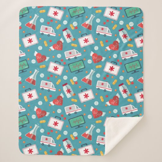 Couverture Sherpa Motif Médicale d'icône (Devant)