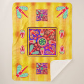 Couverture Sherpa Motif mexicain Huichol Golden & Purple Art (Devant)