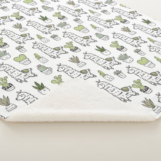 Couverture Sherpa Motif mignon d'alpaga et de cactus (3/4)