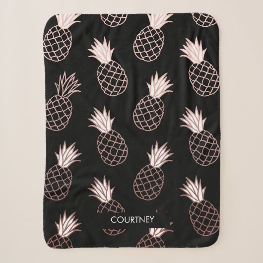 Couverture Sherpa Motif mignon d'ananas (Devant)