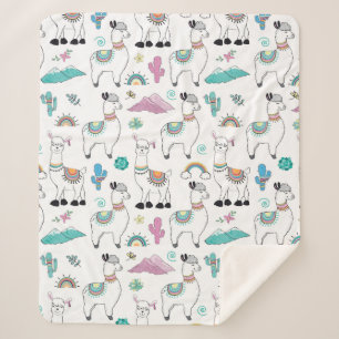 Couverture Sherpa Motif mignon de lama de bande dessinée