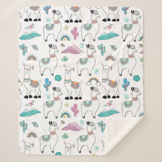 Couverture Sherpa Motif mignon de lama de bande dessinée (Devant)