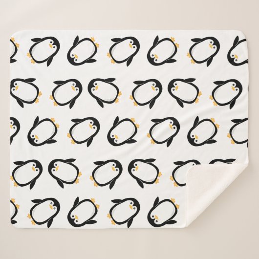 Couverture Sherpa Motif mignon de pingouins (Devant (Horizontal))