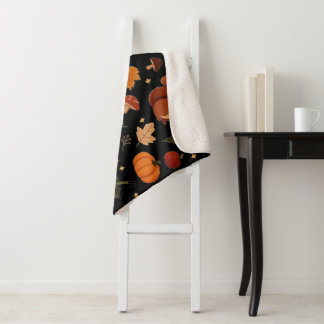 Couverture Sherpa Motif mignon d'écureuil d'automne, Tissu de citrou