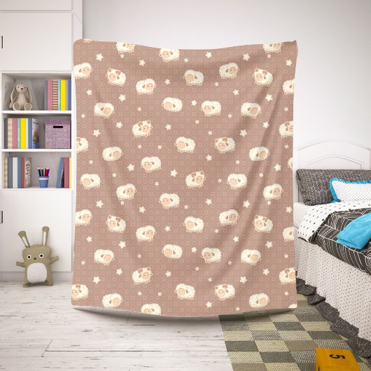 Couverture Sherpa Motif mignon petit mouton sur Brown
