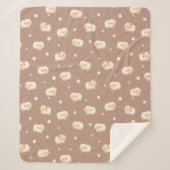 Couverture Sherpa Motif mignon petit mouton sur Brown (Devant)