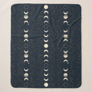 Couverture Sherpa Motif minimaliste des phases lunaires avec des éto