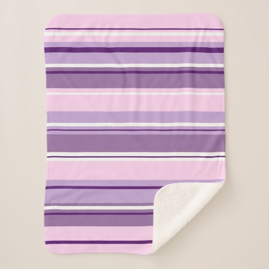 Couverture Sherpa Motif Mixte Gratté Rose Violet Blanc (Devant)