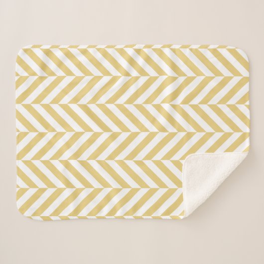 Couverture Sherpa Motif moderne Chevron Jaune Herringbone (Devant (Horizontal))