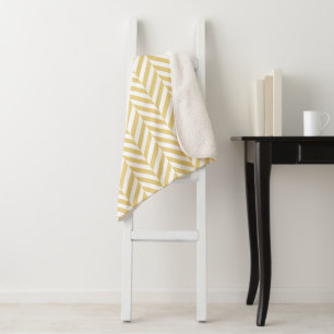 Couverture Sherpa Motif moderne Chevron Jaune Herringbone