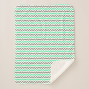 Couverture Sherpa Motif moderne Green Grey Chevron