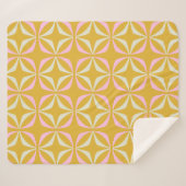 Couverture Sherpa Motif moderne rétro jaune et rose du milieu du siè (Devant (Horizontal))