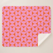 Couverture Sherpa Motif moderne rose Et orange Du Milieu Du Siècle (Devant (Horizontal))