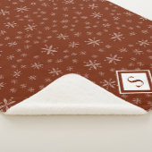 Couverture Sherpa Motif moderne Snowflake sur Red Monogramme (3/4)