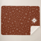 Couverture Sherpa Motif moderne Snowflake sur Red Monogramme (Devant (Horizontal))