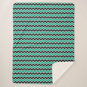Couverture Sherpa Motif moderne Turquoise vert noir Chevron (Devant)
