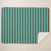 Couverture Sherpa Motif moderne Turquoise vert noir Chevron (Devant (Horizontal))
