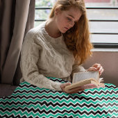 Couverture Sherpa Motif moderne Turquoise vert noir Chevron