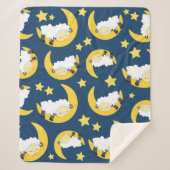 Couverture Sherpa Motif mouton, Mouton couché, Lune, Étoiles (Devant)