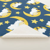 Couverture Sherpa Motif mouton, Mouton couché, Lune, Étoiles (3/4)