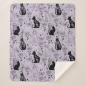 Couverture Sherpa Motif mystique de chat noir et papillon | Cuisine (Devant)