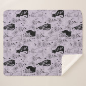 Couverture Sherpa Motif mystique de chat noir et papillon | Cuisine (Devant (Horizontal))