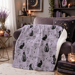 Couverture Sherpa Motif mystique de chat noir et papillon   Cuisine