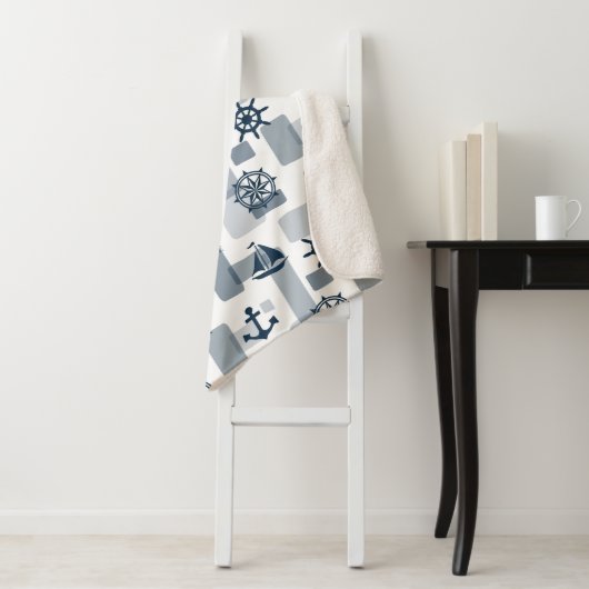 Couverture Sherpa Motif nautique (En situation)