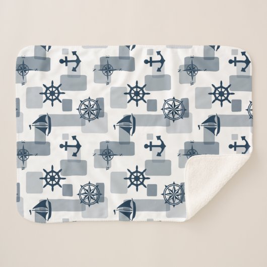 Couverture Sherpa Motif nautique (Devant (Horizontal))