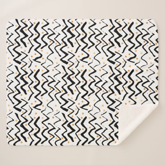 Couverture Sherpa Motif noir de courses et de points de brosse (Devant (Horizontal))