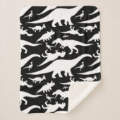 Couverture Sherpa Motif noir et blanc de dinosaure (Devant)