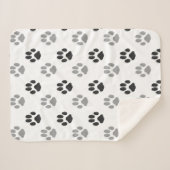 Couverture Sherpa Motif noir et blanc mignon d'empreintes de pattes (Devant (Horizontal))