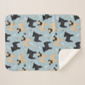 Couverture Sherpa Motif noir et bronzage mignon de carlins (Devant (Horizontal))
