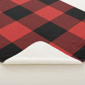 Couverture Sherpa Motif noir et rouge En vichy (3/4)