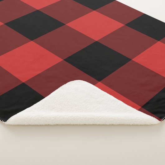 Couverture Sherpa Motif noir et rouge En vichy (3/4)