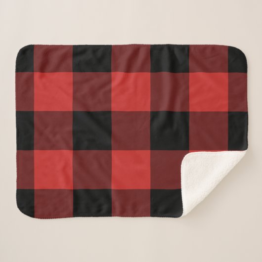 Couverture Sherpa Motif noir et rouge En vichy (Devant (Horizontal))