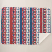 Couverture Sherpa Motif norvégien rayé bleu rouge (Devant (Horizontal))