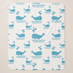 Couverture Sherpa Motif océan sans couture de baleine bleue mignonne