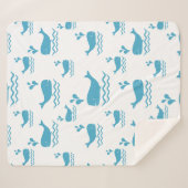 Couverture Sherpa Motif océan sans couture de baleine bleue mignonne (Devant (Horizontal))