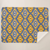 Couverture Sherpa Motif oculaire psychédélique indigo bleu jaune (Devant (Horizontal))