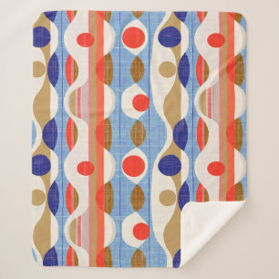 Couverture Sherpa Motif ogee rouge bleu moderne