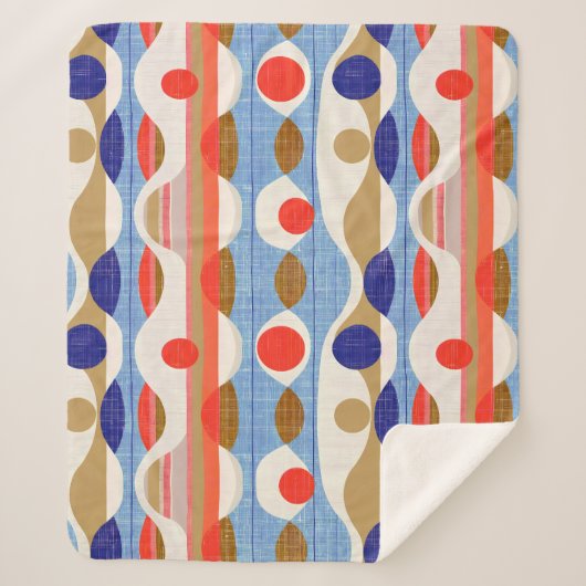 Couverture Sherpa Motif ogee rouge bleu moderne (Devant)