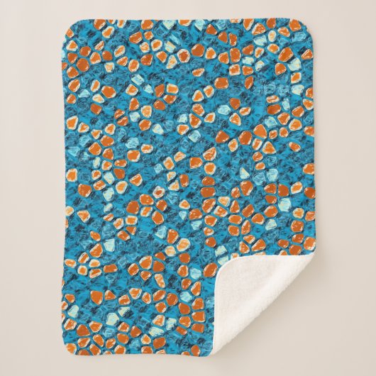 Couverture Sherpa Motif orange et bleu (Devant)