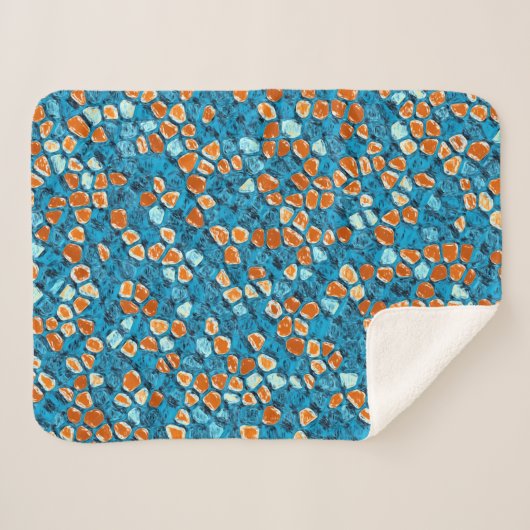 Couverture Sherpa Motif orange et bleu (Devant (Horizontal))
