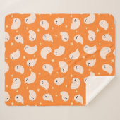 Couverture Sherpa Motif Orange Ghost Doodle (Devant (Horizontal))