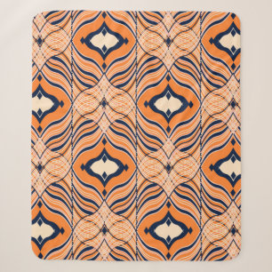 Couverture Sherpa Motif orientale sans couture, ornement noir, orang